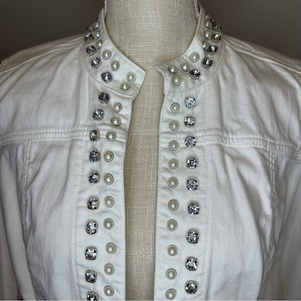 White Studded Denim Jacket, Medium - image 2